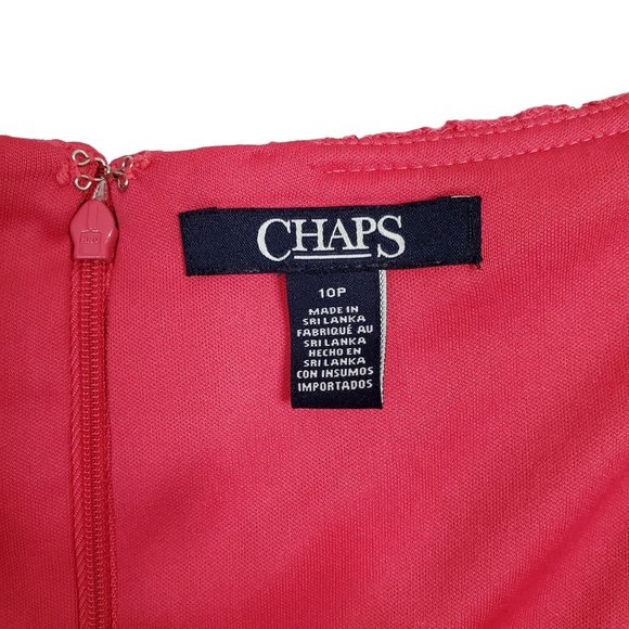 Chaps Size 10P 10 Petite Dress Cap Sleeve Floral Lace Overlay Zip Shift Pink - Picture 8 of 9